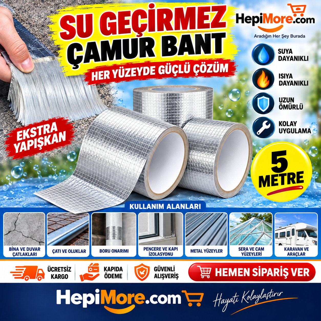Su Geçirmez Çamur Bant  ( 5 Metre )